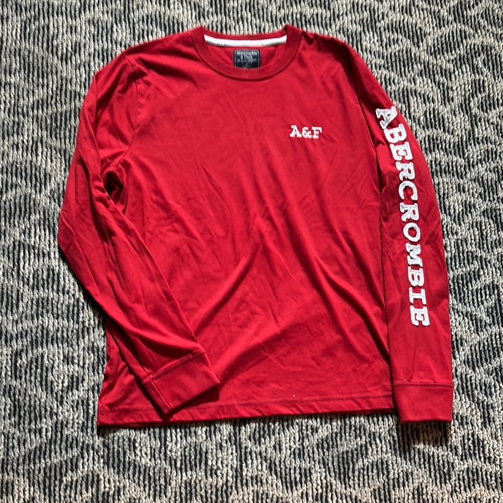 Abercrombie & Fitch Red Long Sleeve Tee Athletic Style